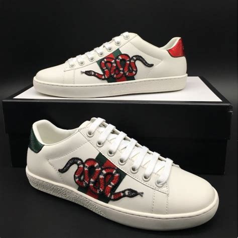 gucci ace embroidered sneaker snake replica|Gucci ace metallic snakeskin sneakers.